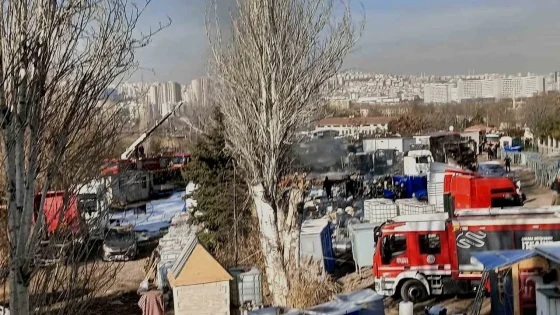 Ankara Yenimahalle'deki yediemin otoparkında büyük yangın çıktı